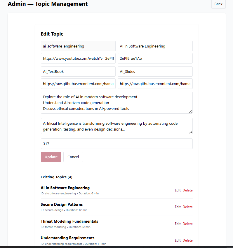 Admin Topic Management