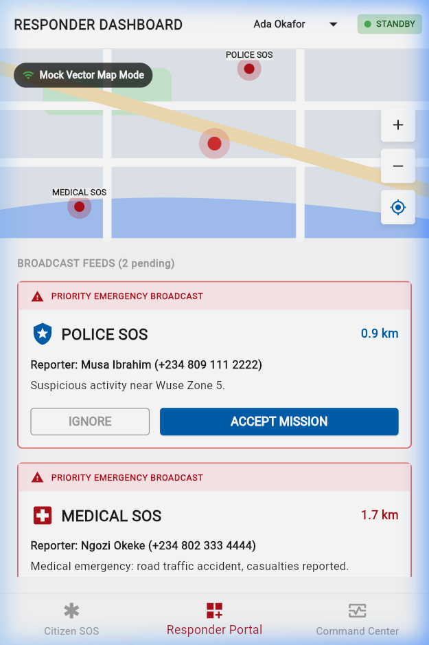 Responder Portal Mobile View