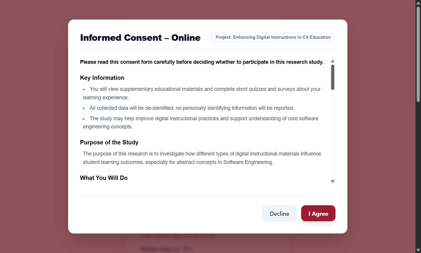 Step 1: Registration & Consent